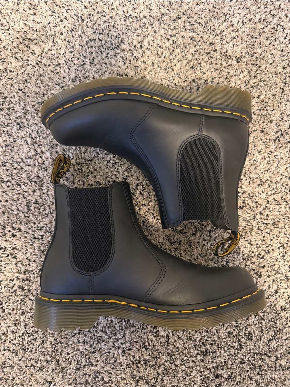 Dr. Martens Black Chelsea Boots with Yellow Stitching